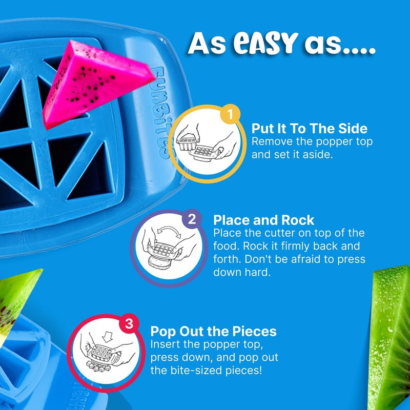 FUNBITES Sandwich Cutter for Kids Lunch, Mini Cookie Cutters, Bento Box Accessories, Cuts Food into Bite-Size Shapes for Toddler Lunch, Great for picky eaters - Blue Triangles 1pk - Image 4